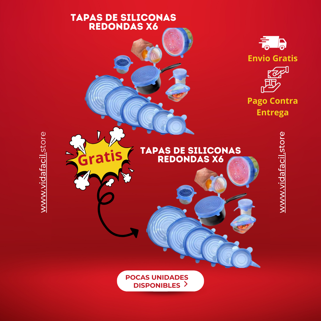 🔴 SmartSeal™ – Set de 12 Tapas de Silicona (6 Redondas + 6 GRATIS) | Reutilizables y Antiderrames